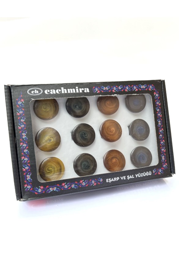 Cachmira Eşarp Yüzüğü 12'li Paket